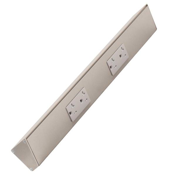 18" 20 amp 120 volt Satin Nickel 2 Duplex Receptacle Under Cabinet Power Strip